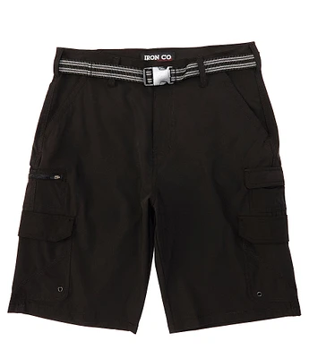 Iron Clothing Simon Belted Stretch Microfiber Multi-Pocket Hybrid 11#double; Inseam Cargo Shorts