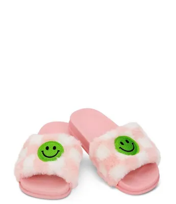 Iscream Girls' Smile Checkered Slides (Youth)