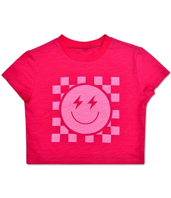 Iscream Little/Big Girls 4-14 Short Sleeve Smiley Checked Boxy T-Shirt