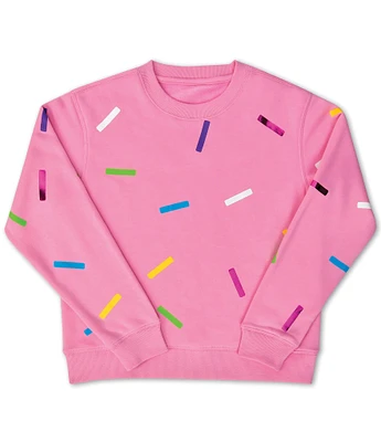 Iscream Little/Big Girls 6-14 Long Sleeve Metallic Sprinkles Sweatshirt