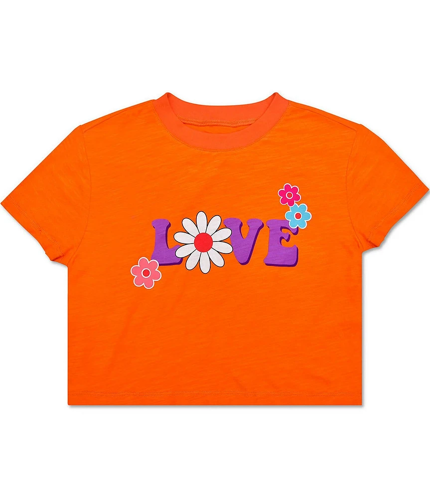 Iscream Little/Big Girls 6-14 Short Sleeve Flower Love Boxy T-Shirt