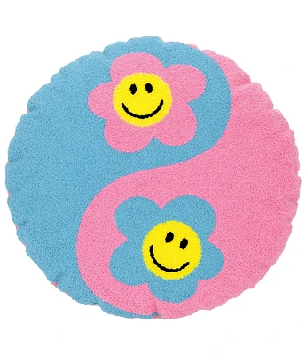 Iscream Yin Yang Daisy Chenille Plush Pillow