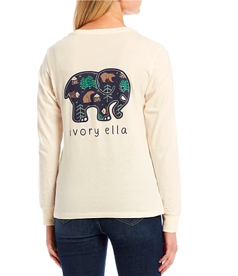 Ivory Ella Ivory Long Sleeve Brown Bear Graphic T-Shirt