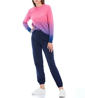 Ivory Ella Long-Sleeve Ombre Dip-Dye T-Shirt