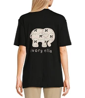 Ivory Ella Pretty Bow Printed Elephant Short Sleeve Graphic T-Shirt