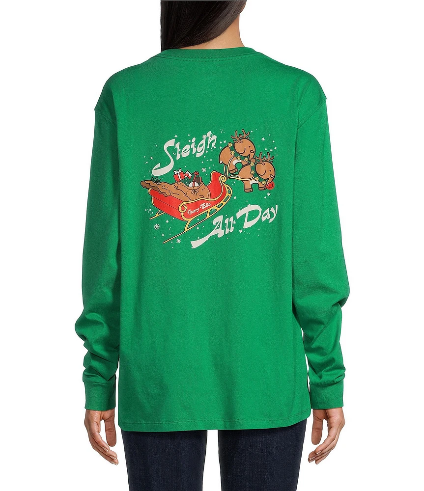 Ivory Ella Sleigh All Day Long Sleeve Graphic T-Shirt