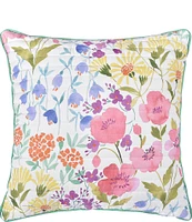 J. By J. Queen New York Jules 18 inch Wildflower Print Square Quilted Decorative Throw Pillow