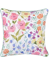 J. By J. Queen New York Jules 18 inch Wildflower Print Square Quilted Decorative Throw Pillow