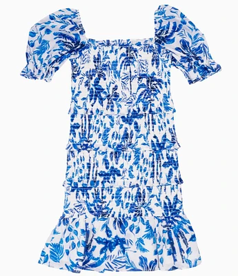 J.Marie Big Girls 7-14 Hayden Floral Puff Sleeve Tiered Dress