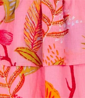 J.Marie Big Girls 7-14 Playa Smocked Tropical Floral Print Ruched Top