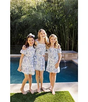 J.Marie Big Girls 7-14 Toile Print Chloe Ruched Top