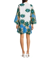 J.Marie Coleen Lace High Neck 3/4 Sleeve Mini Shift Dress