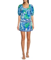 J.Marie Coordinating Andie Floral Print Square Neck Puff Sleeve Top