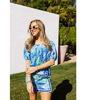 J.Marie Coordinating Andie Floral Print Square Neck Puff Sleeve Top