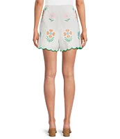 J.Marie Coordinating Tessie Floral Embroidered Flat Front Shorts