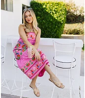 J.Marie Landon Embroidery Square Neck Sleeveless Midi A-Line Dress