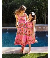 J.Marie Landon Embroidery Square Neck Sleeveless Midi A-Line Dress