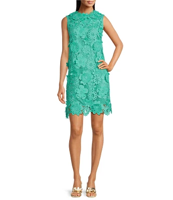 J.Marie Saylor 3D Lace Round Neck Sleeveless Shift Dress