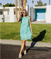 J.Marie Saylor 3D Lace Round Neck Sleeveless Shift Dress