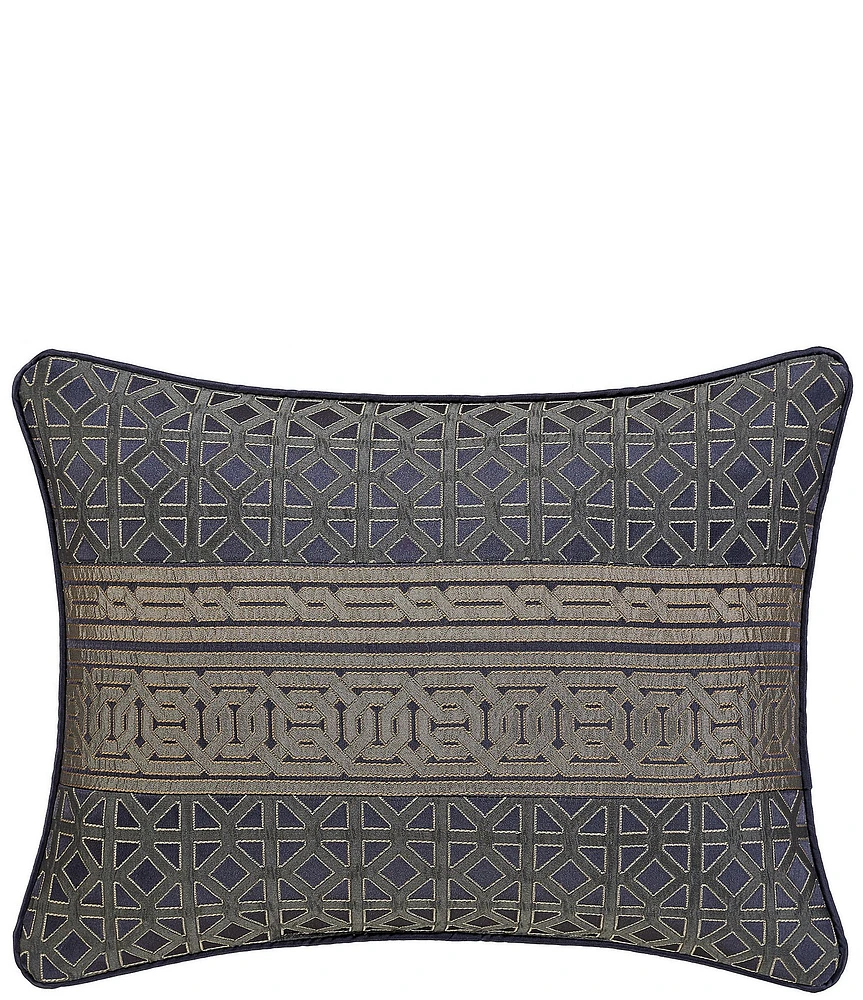 J. Queen New York Alaro Woven Geometric Pattern Decorative Reversible Boudoir Pillow
