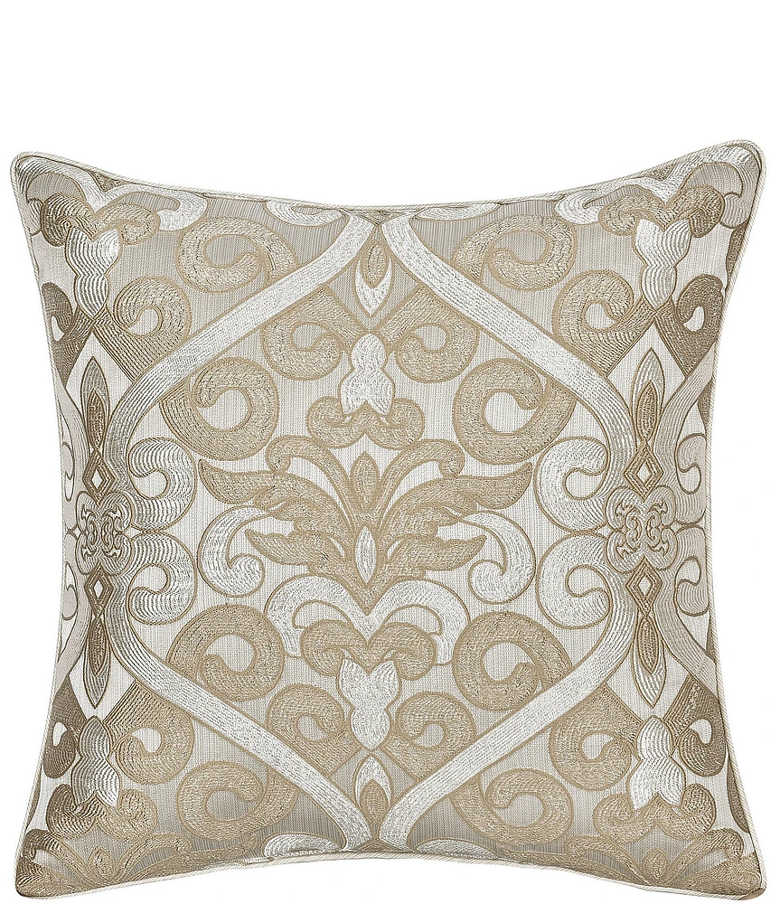 J. Queen New York Amaretto Woven Jacquard Medallion Reversible 20#double; Square Decorative Pillow