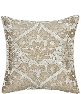 J. Queen New York Amaretto Woven Jacquard Medallion Reversible 20#double; Square Decorative Pillow