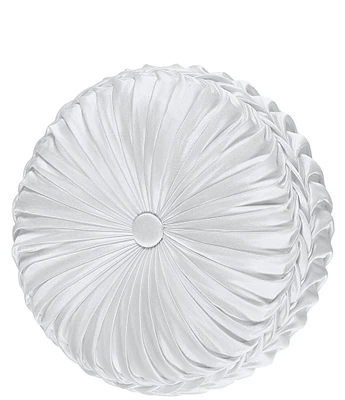 J. Queen New York Astoria Button-Tufted Pleated Round Pillow