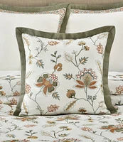 J. Queen New York Athena Jacobean Embroidered Floral Square Decorative Throw Pillow