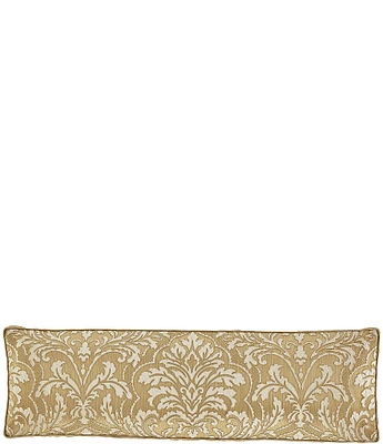 J. Queen New York Aurelia Satin Gold Woven Damask Reading Bolster Decorative Throw Pillow