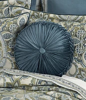 J. Queen New York Avellino Button-Tufted Braided Detail Satin Tufted Round Pillow