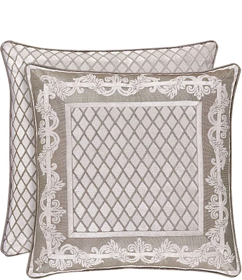 J. Queen New York Bel Air Sand Diamond Framed Square Pillow