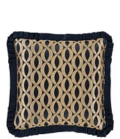 J. Queen New York Biagio Damask Flanged Embellished Square Pillow