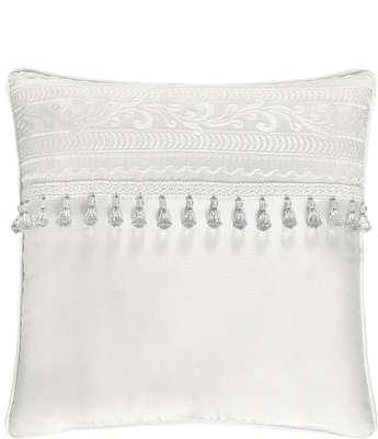 J. Queen New York Bianco Bead-Tasseled Square Pillow