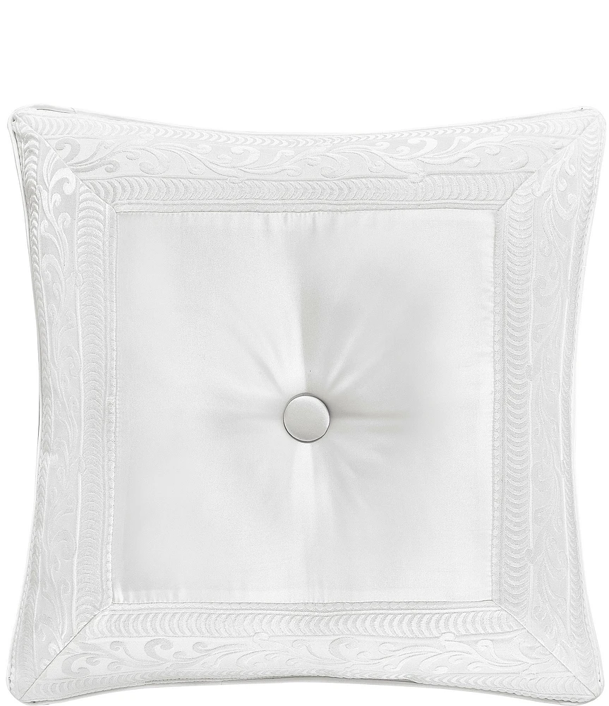 J. Queen New York Bianco Button-Tufted Satin Square Pillow