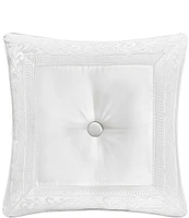 J. Queen New York Bianco Button-Tufted Satin Square Pillow