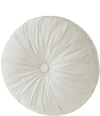 J. Queen New York Brilliance Button-Tufted Pleated Detail Satin Round Pillow