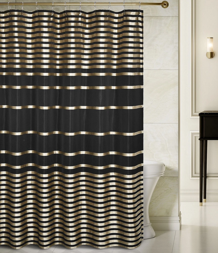 J. Queen New York Calvari Engineered-Striped Shower Curtain
