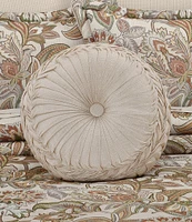 J. Queen New York Captiva Button-Tufted Braided Detail Satin Tufted Round Pillow