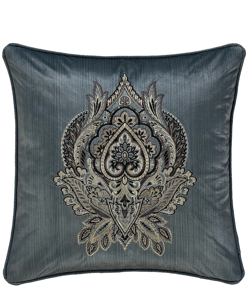 J. Queen New York Cascade Glacier Embroidered Damask Square Pillow