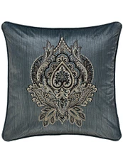 J. Queen New York Cascade Glacier Embroidered Damask Square Pillow