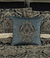 J. Queen New York Cascade Glacier Embroidered Damask Square Pillow