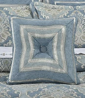 J. Queen New York Celtic Mitered Button Tufted Velvet Reversible Square Pillow