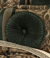 J. Queen New York Emerald Bay Button-Tufted Braided Detail Tufted Round Pillow