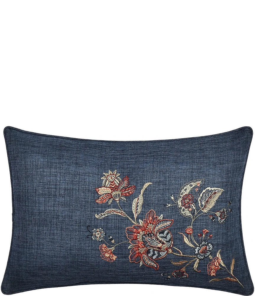 J. Queen New York Enchanted Garden Indigo Boudoir Decorative Throw Pillow