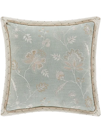 J. Queen New York Garden View Floral Embroidery Square Pillow