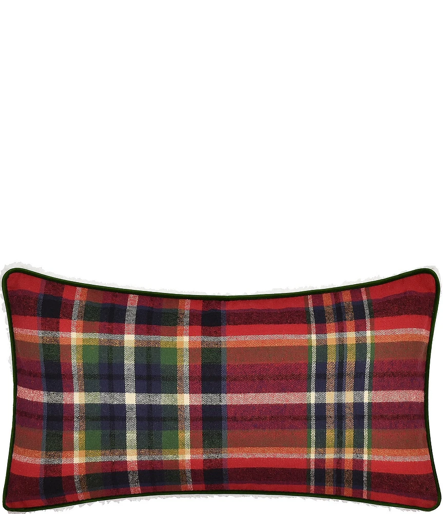 J. Queen New York Holiday Andrew Plaid Collection Reversible Boudoir Decorative Throw Pillow