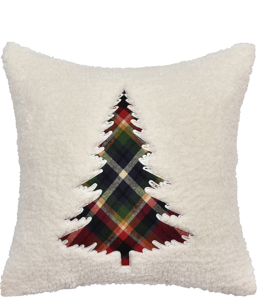 J. Queen New York Holiday Andrew Plaid Collection Square Embellished Decorative Throw Pillow