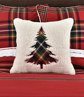 J. Queen New York Holiday Andrew Plaid Collection Square Embellished Decorative Throw Pillow