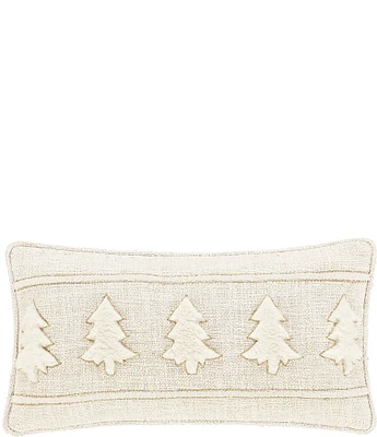 J. Queen New York Holiday Collection All that Glitters Appliqued Faux-Fur Christmas Trees Outlined Boudoir Pillow