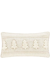 J. Queen New York Holiday Collection All that Glitters Appliqued Faux-Fur Christmas Trees Outlined Boudoir Pillow